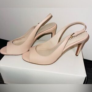 Blush pink Slingback peep-toe heels